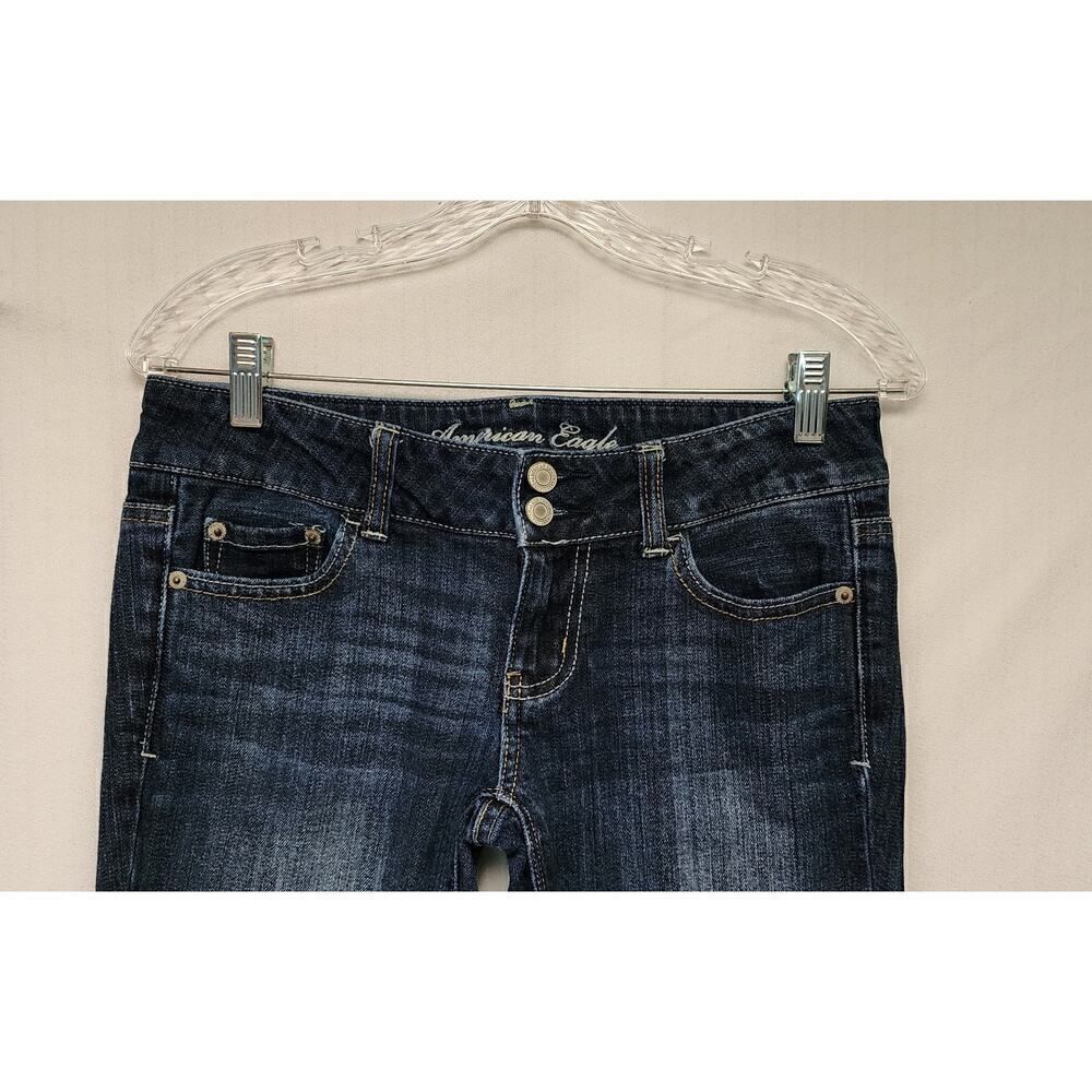 AE American Eagle Blue Artist Low Rise Stretch Bootcut Denim Jeans Size 4R - Picture 4 of 7